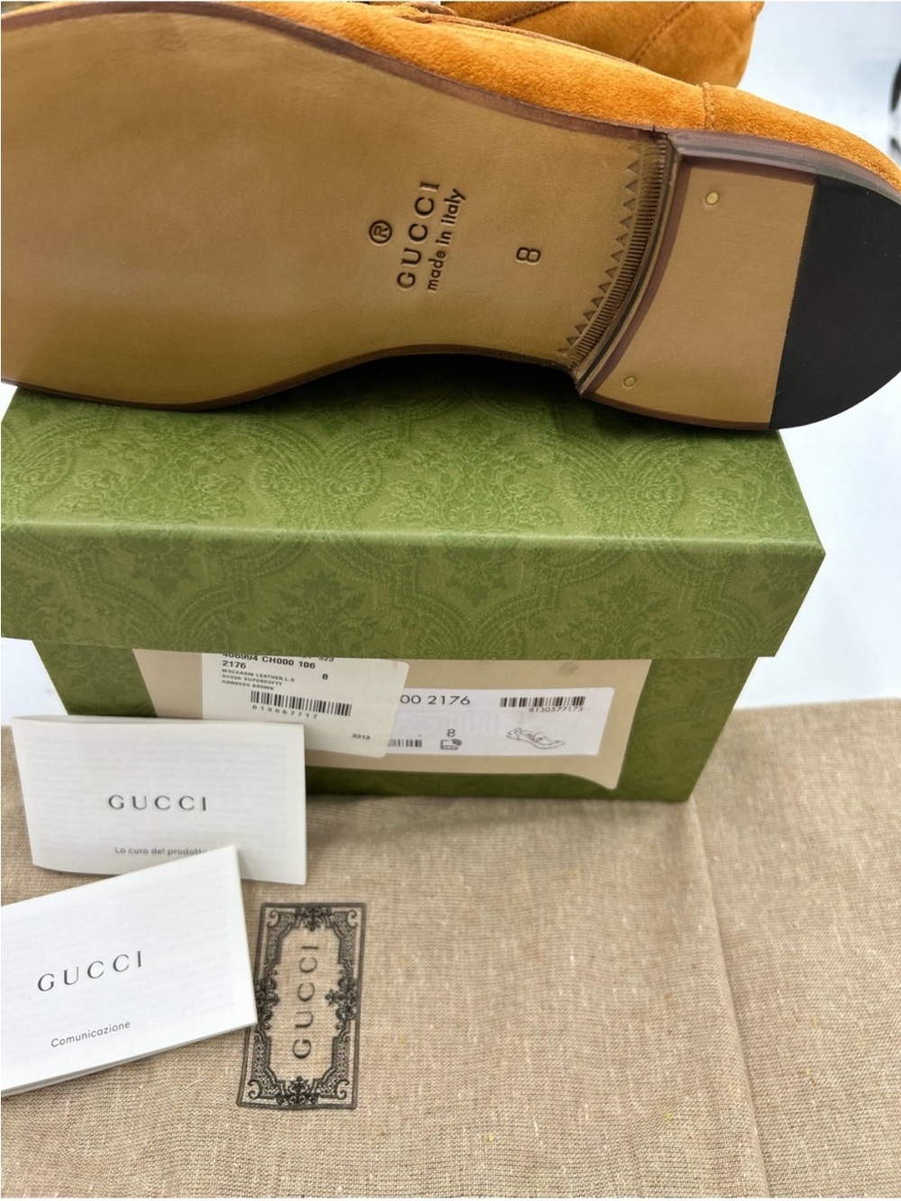 Men’s Gucci suede JORDAAN horse bit loafers size 8 fits 9 US made in Italy - Picture 9 of 12